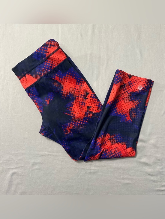 Athleta Pants - Athleta Cropped Leggings Womens M Medium Blue Orange Abstract Back Zip Pocket
